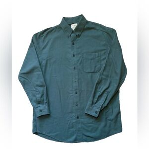 LL Bean Traditional Fit Green Houndstooth Check Flannel Long Sleeve Mens L- Tall